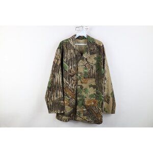 Vintage 90s Streetwear Mens Medium Realtree Camouflage Full Button Jacket USA